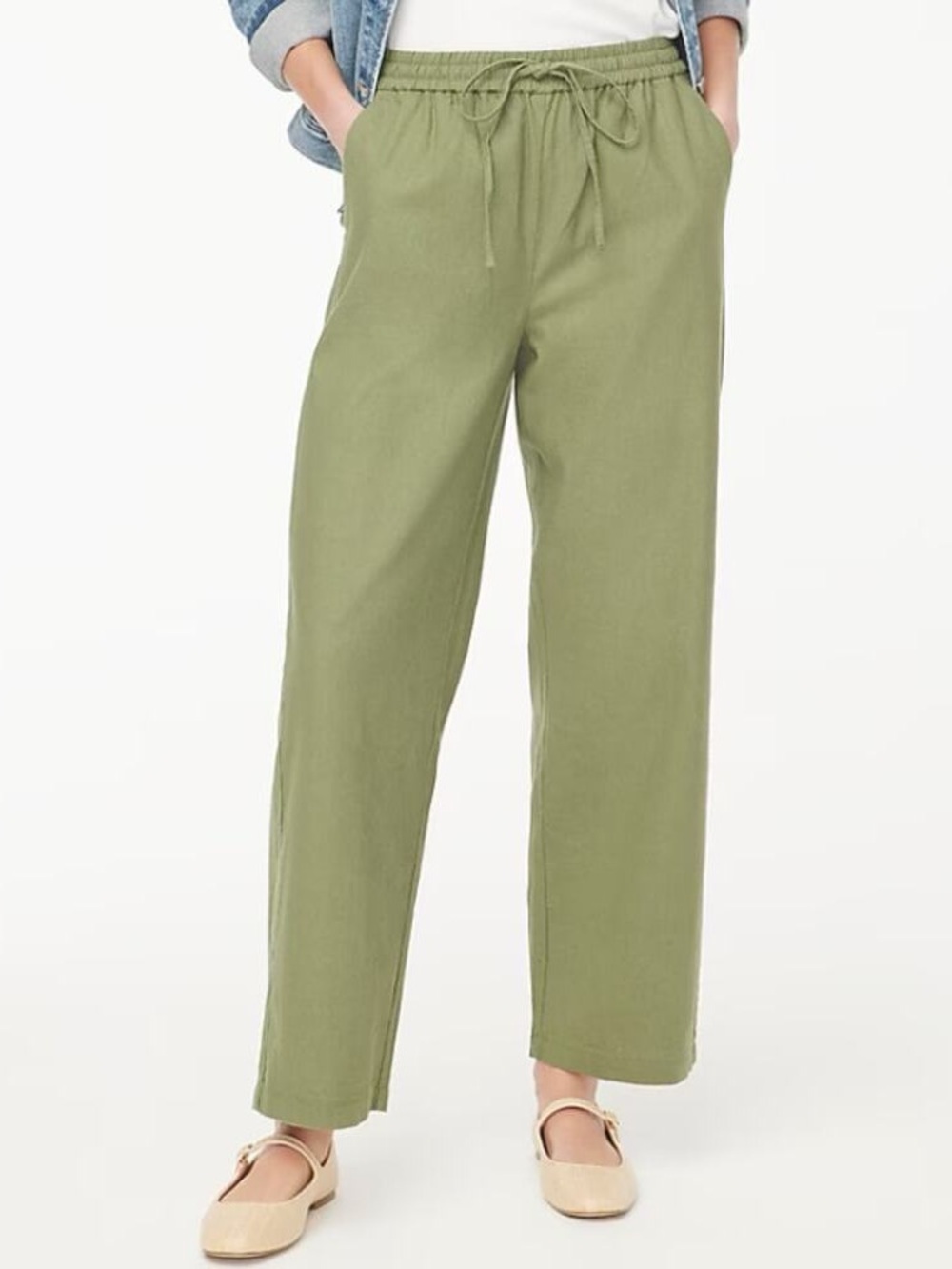 J Crew linen-blend slim wide-leg drawstring pant